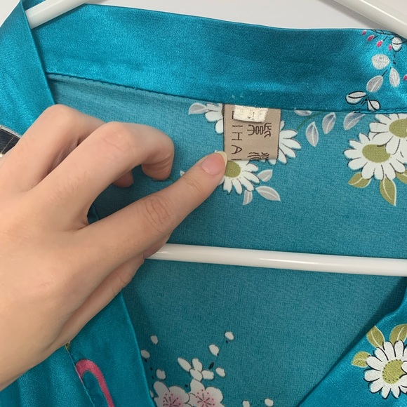 Blue kimono silk blend top - Picture 5 of 5